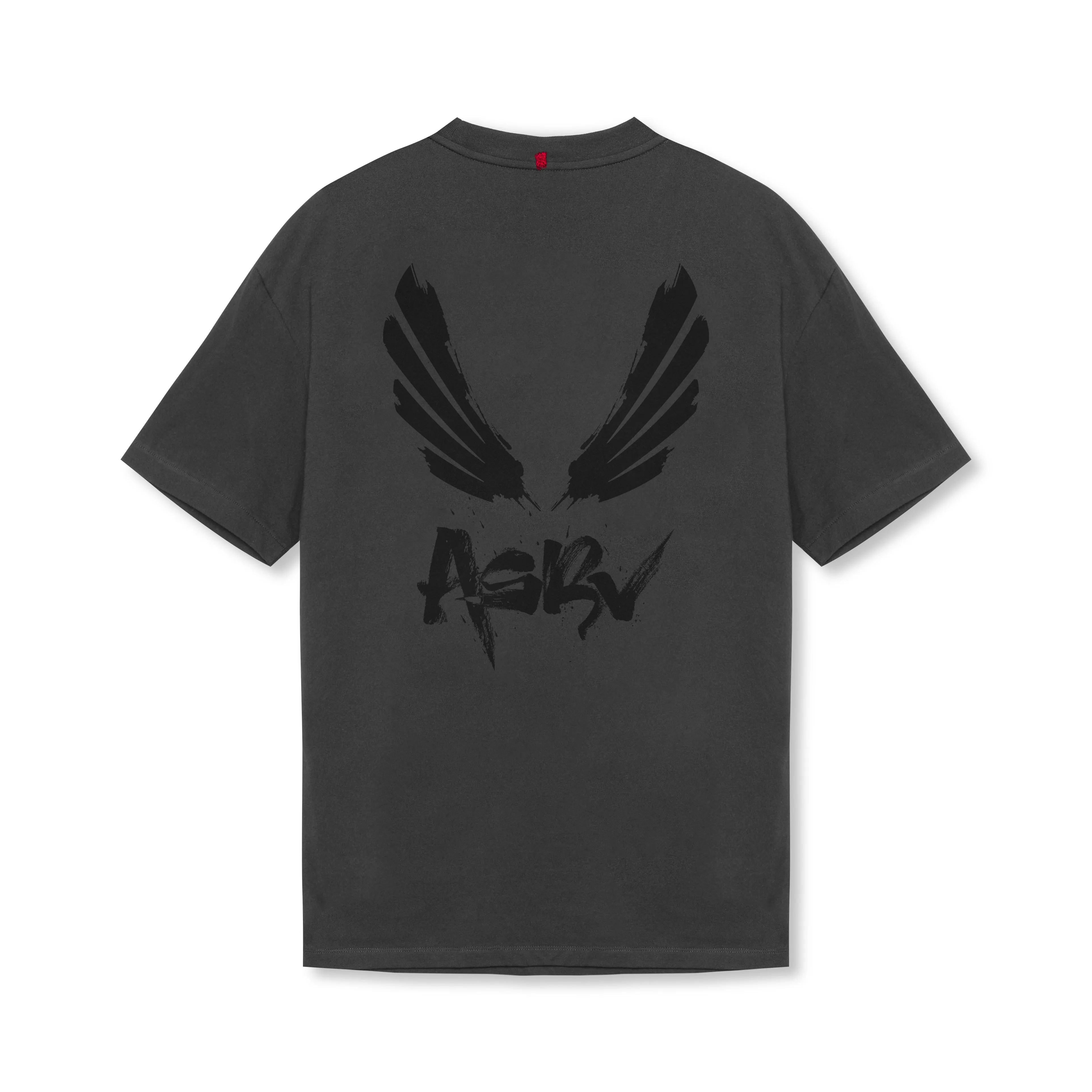 Ethically Sourced Cotton 0797. Tech Essential? Relaxed Tee - Space Grey/Black "Brush Wings/ASRV"