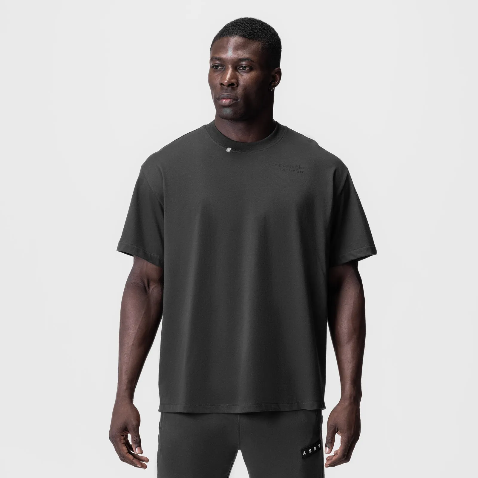 0797. Tech Essential? Relaxed Tee - Space Grey/Black "Brush Wings/ASRV" Comfortable Stretch Flexible Weave
