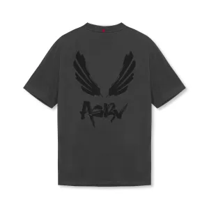 Ethically Sourced Cotton 0797. Tech Essential? Relaxed Tee - Space Grey/Black "Brush Wings/ASRV"