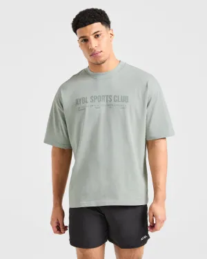Sports Club Dot Oversized T Shirt - Green Mist Easy Care Material