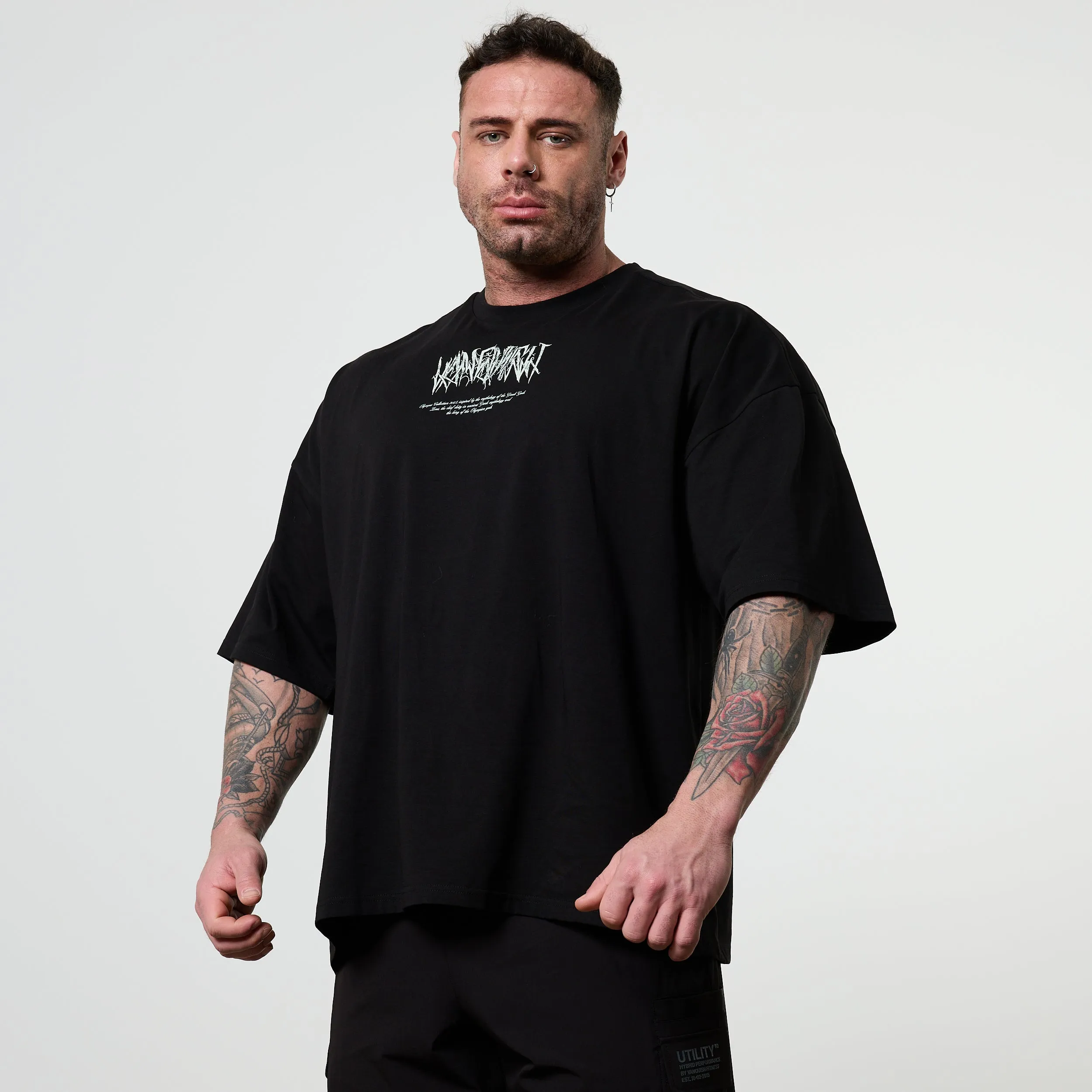 Street Smart Ergonomic Cut Vanquish Olympus Black Zeus Oversized Boxy T Shirt