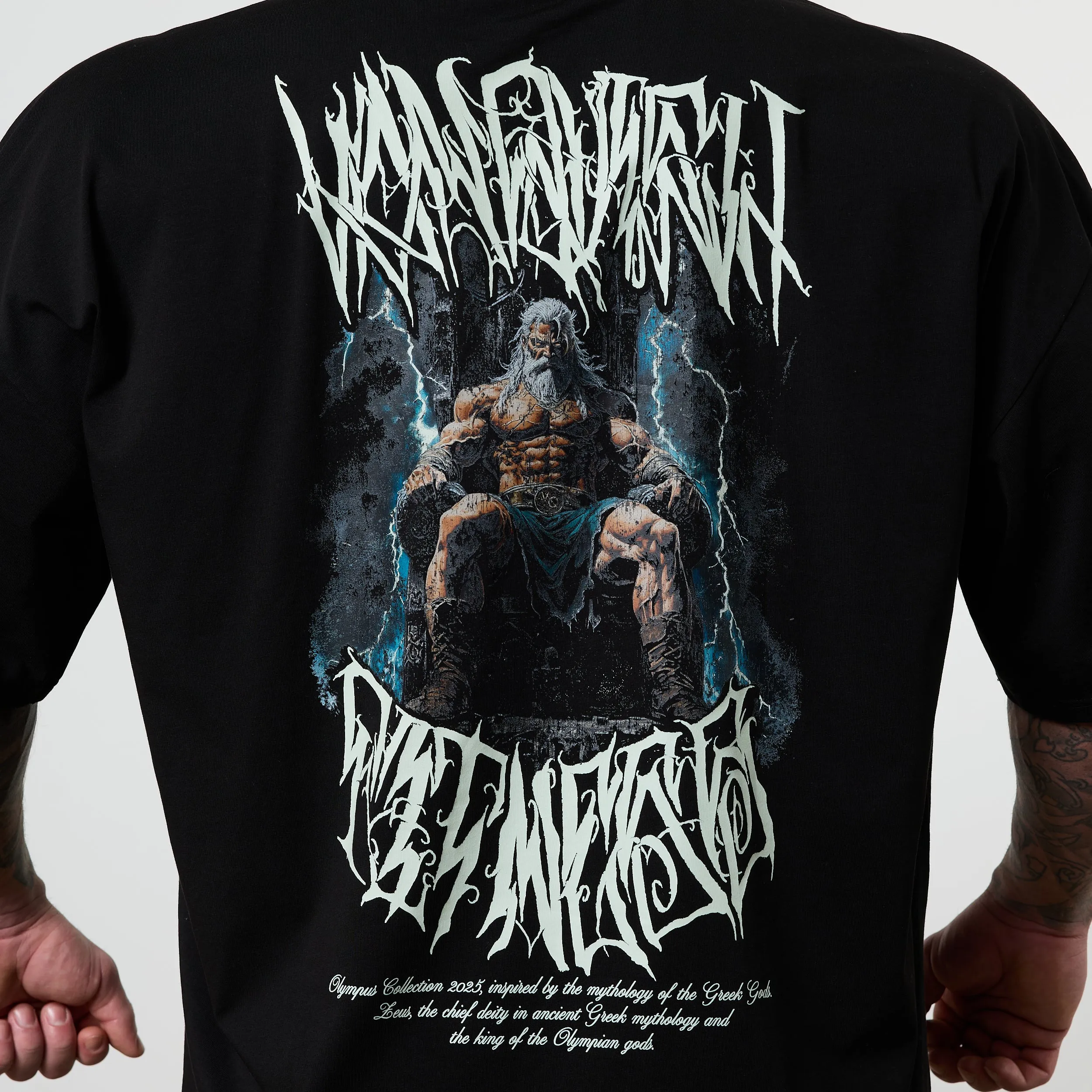 Temperature Regulating Fabric Anti Perspiration Lining Vanquish Olympus Black Zeus Oversized Boxy T Shirt