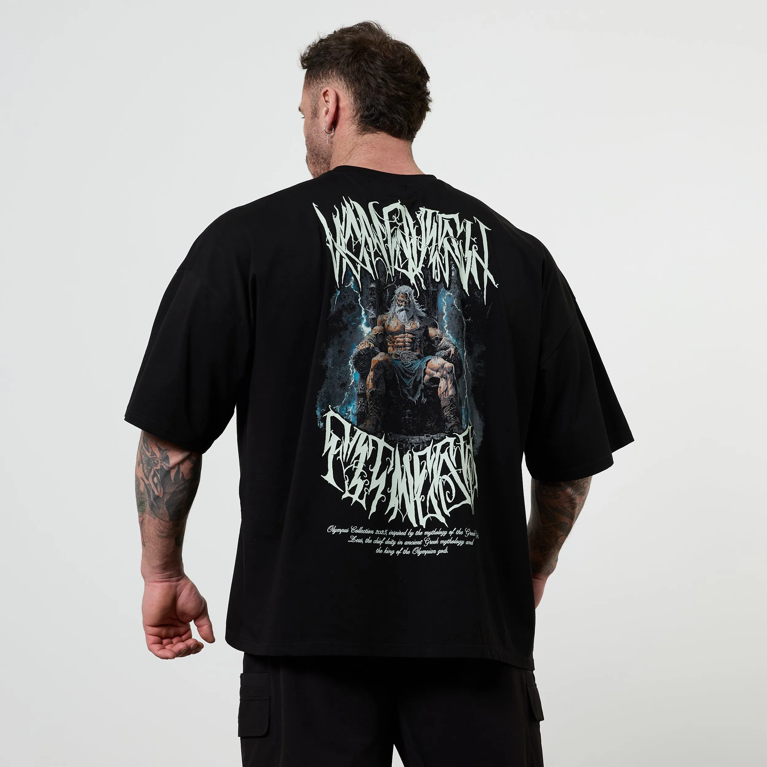 Stretch Fabric Technology Comfortable All Day Wear Vanquish Olympus Black Zeus Oversized Boxy T Shirt