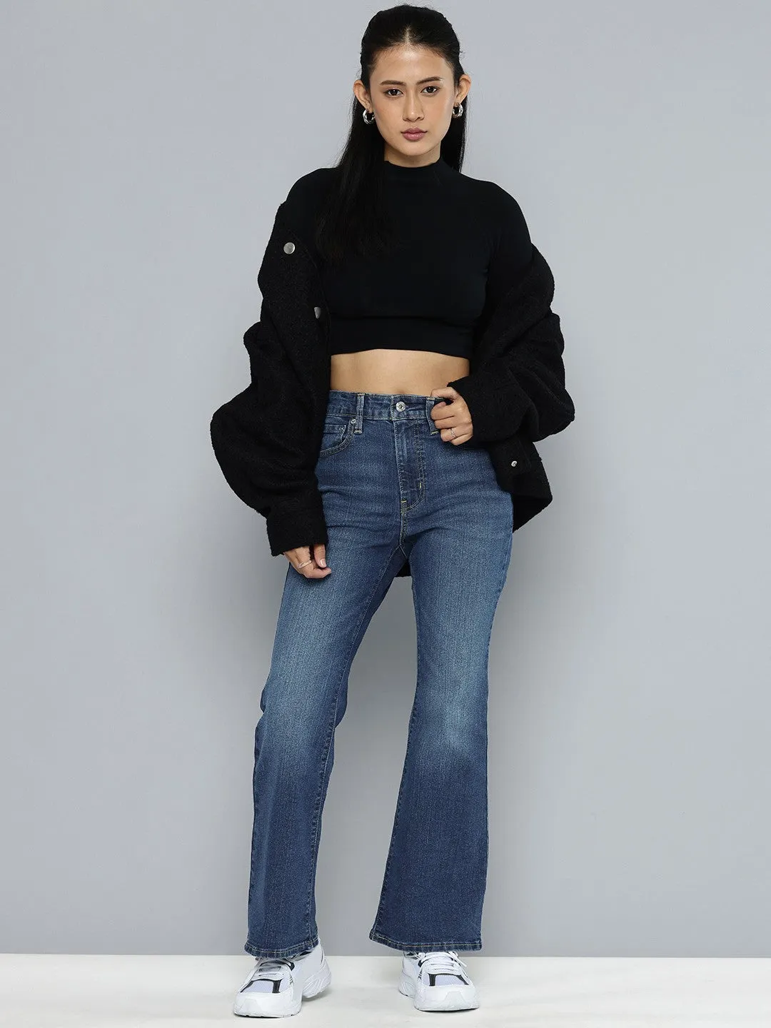 Women's 726 Blue Flared Fit High Rise Jeans Youth Outfit