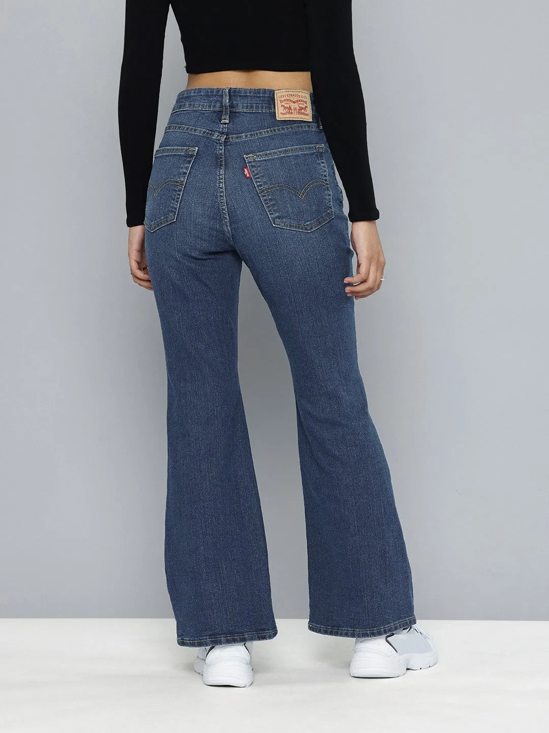 Women's 726 Blue Flared Fit High Rise Jeans Earthy Streetwear Fan Nature Lover Holiday Vibes Stretch
