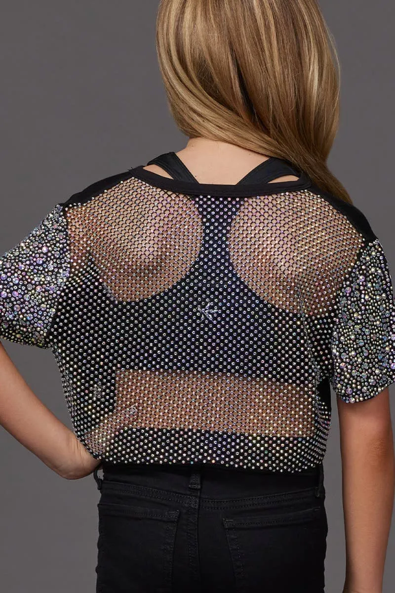 DurableStitching Street Fest Mesh Crystal Couture Rebel Against Bullying Cropped Tee - Special Order