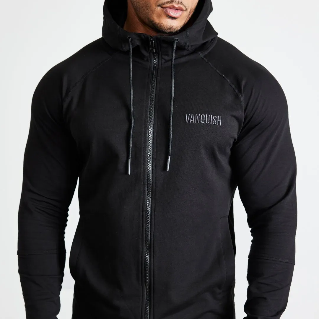 Double Layered Hood Vanquish Eclipse V2 Black Full Zip Front Hoodie