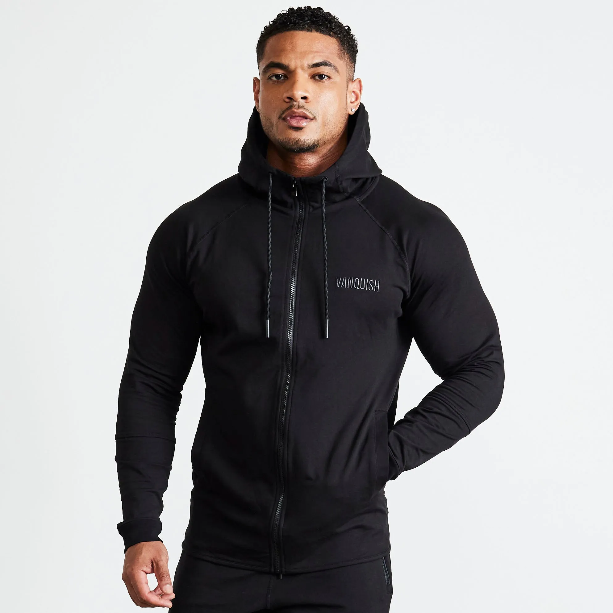 Mardi Gras wear Halloween look Vanquish Eclipse V2 Black Full Zip Front Hoodie