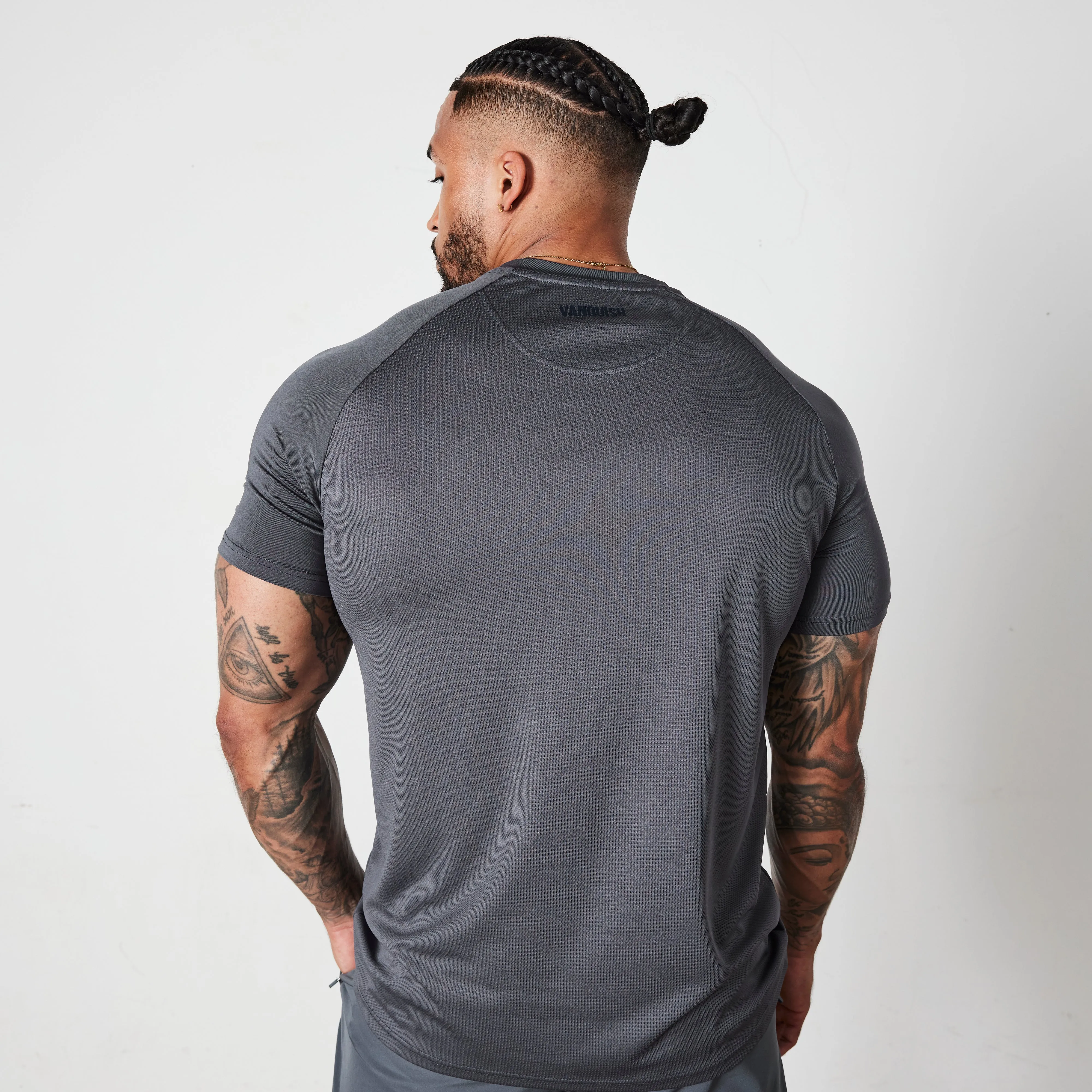 Recycled Polyester Elegant Detail Vanquish Essential Denim Blue Performance Short Sleeve T Shirt