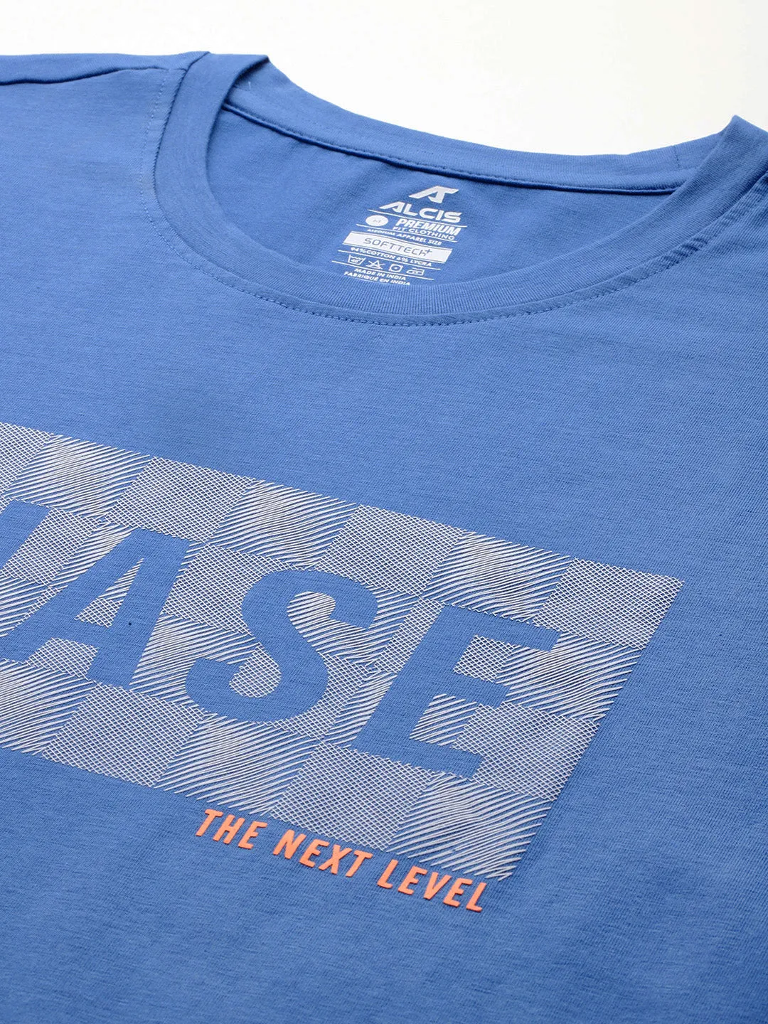 Alcis Men Blue Typography Printed T-shirt Late Breeze CompactPackaging