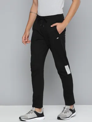 Alcis Men Black Slim Fit Sports Track Pants Four Way Stretch NoBuckleDesign