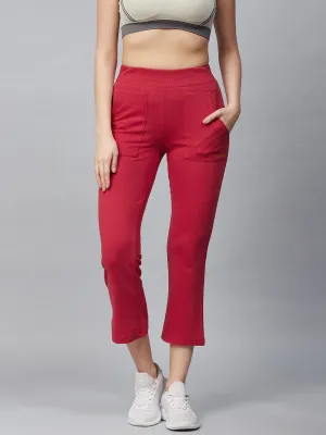 Eco Friendly Fabric Alcis Women Red Solid Cropped Track Pants