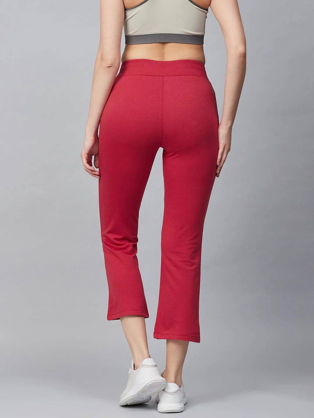 Sweat Resistant Alcis Women Red Solid Cropped Track Pants