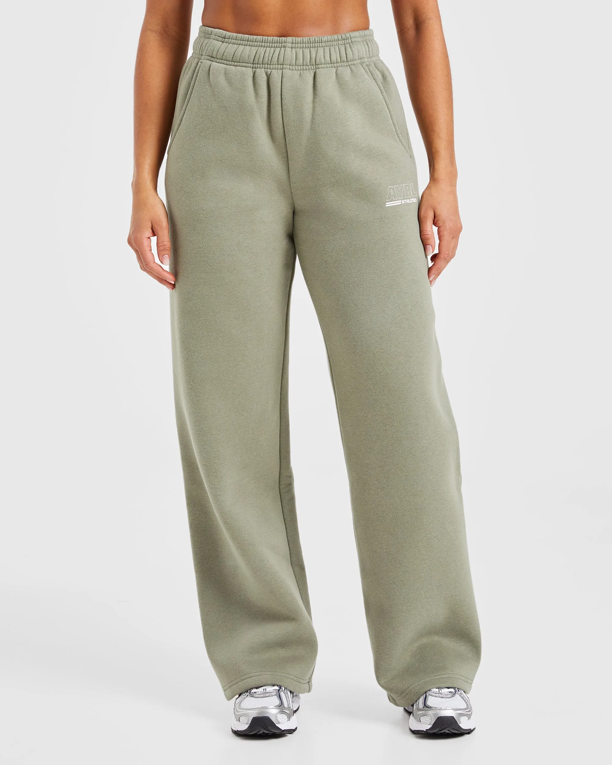 Limited Edition Athletics Track Oversized Straight Leg Joggers - Muted Olive Supportive Design Wire Free Comfort