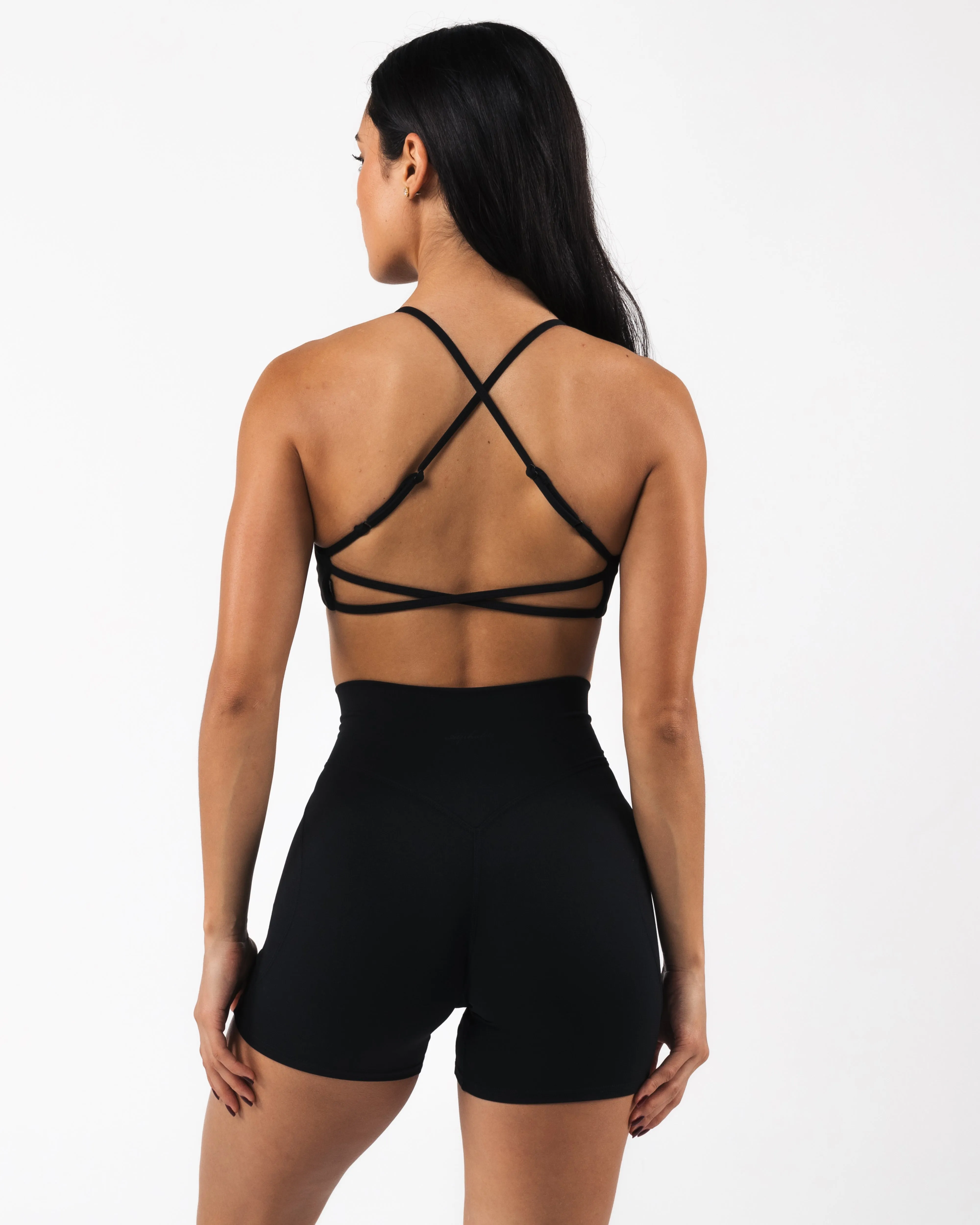 Non-Slip Comfort Easy Material Aura Strappy Bra - Onyx