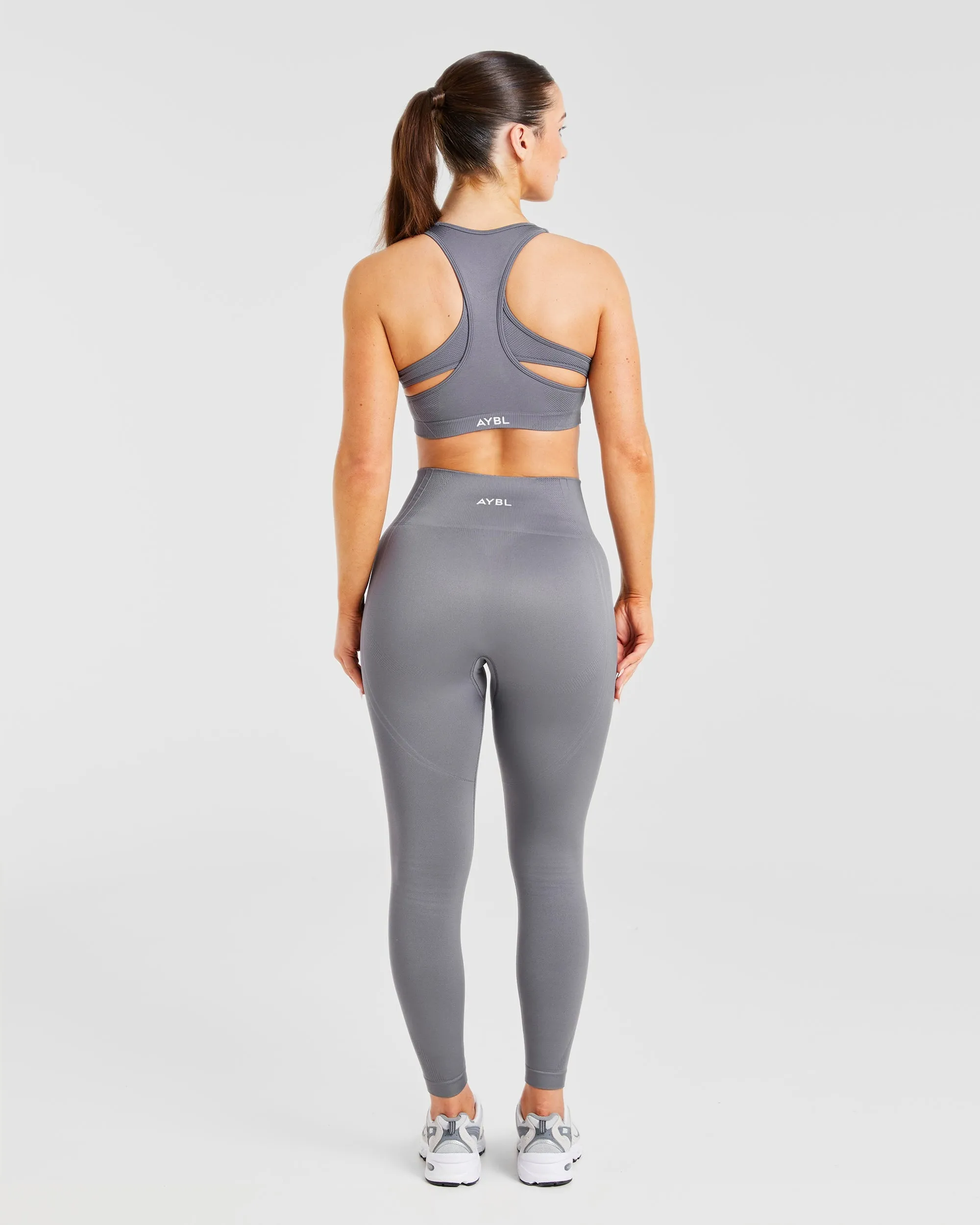 Balance V3 Seamless Sports Bra - Charcoal Grey Flexible Shoulder Straps Training Gear