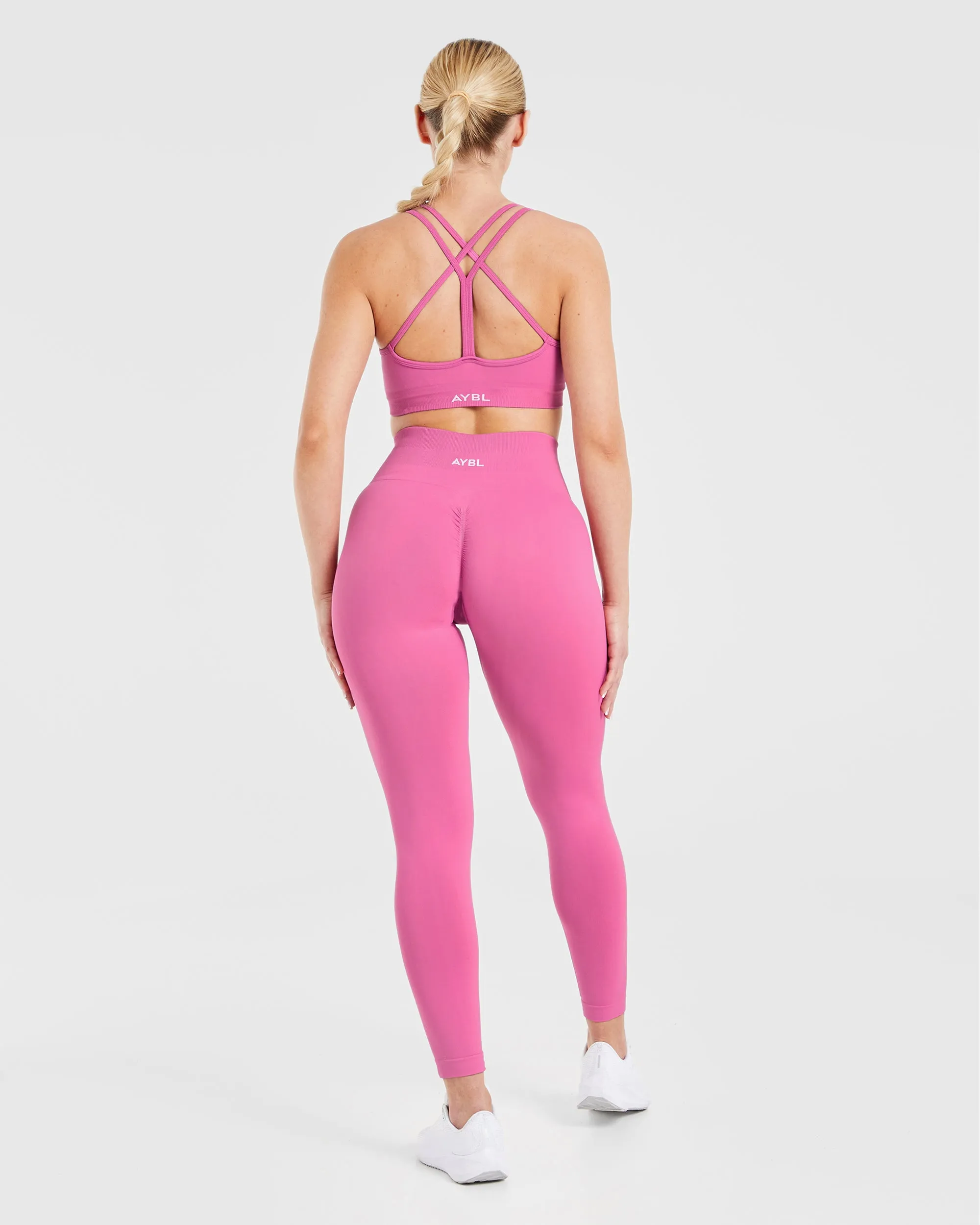 Ribbed waistband UV-protective Power Seamless Sports Bra - Pink