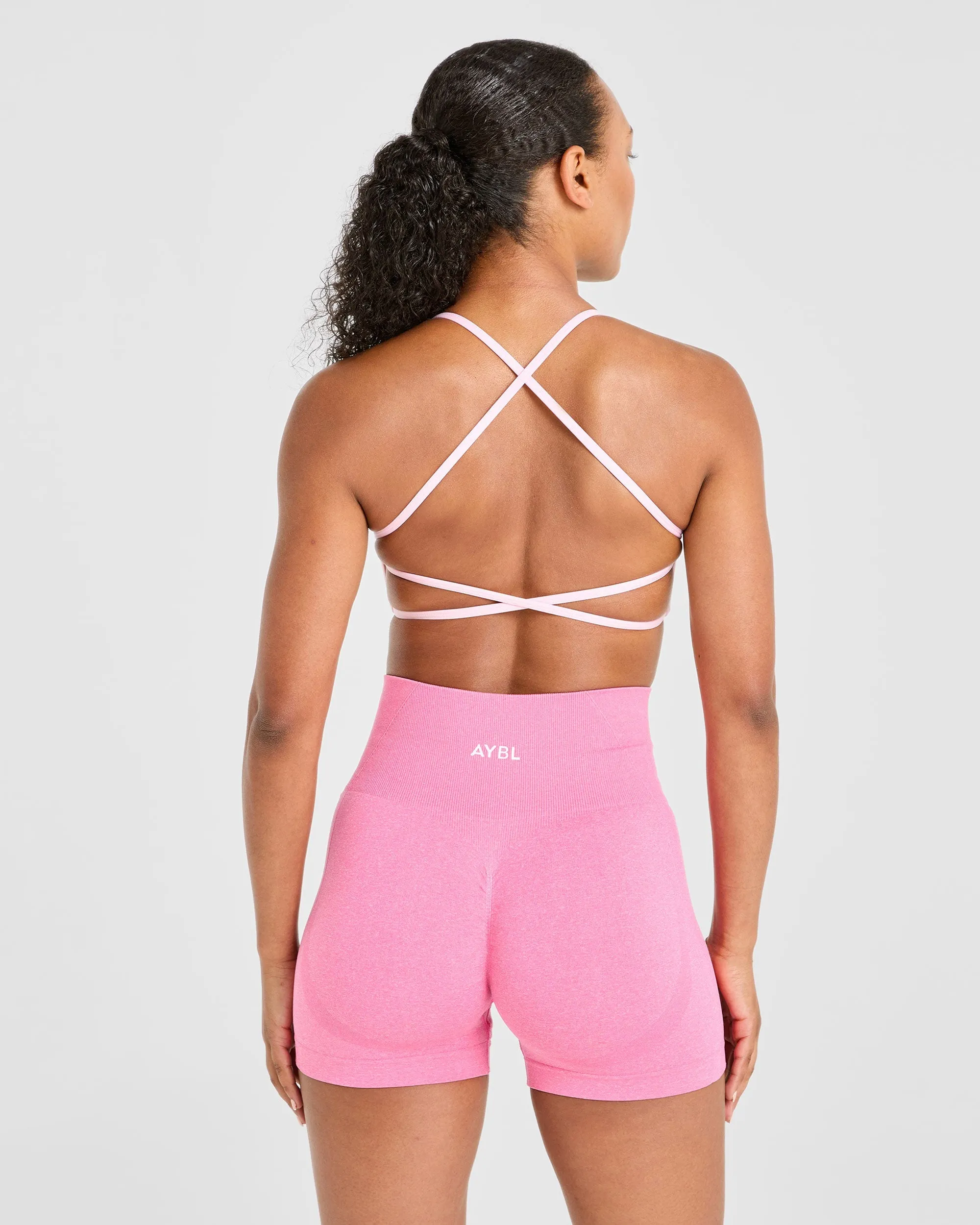 Essential Crossback Sports Bra - Baby Pink Flexible Comfort synthetic materials