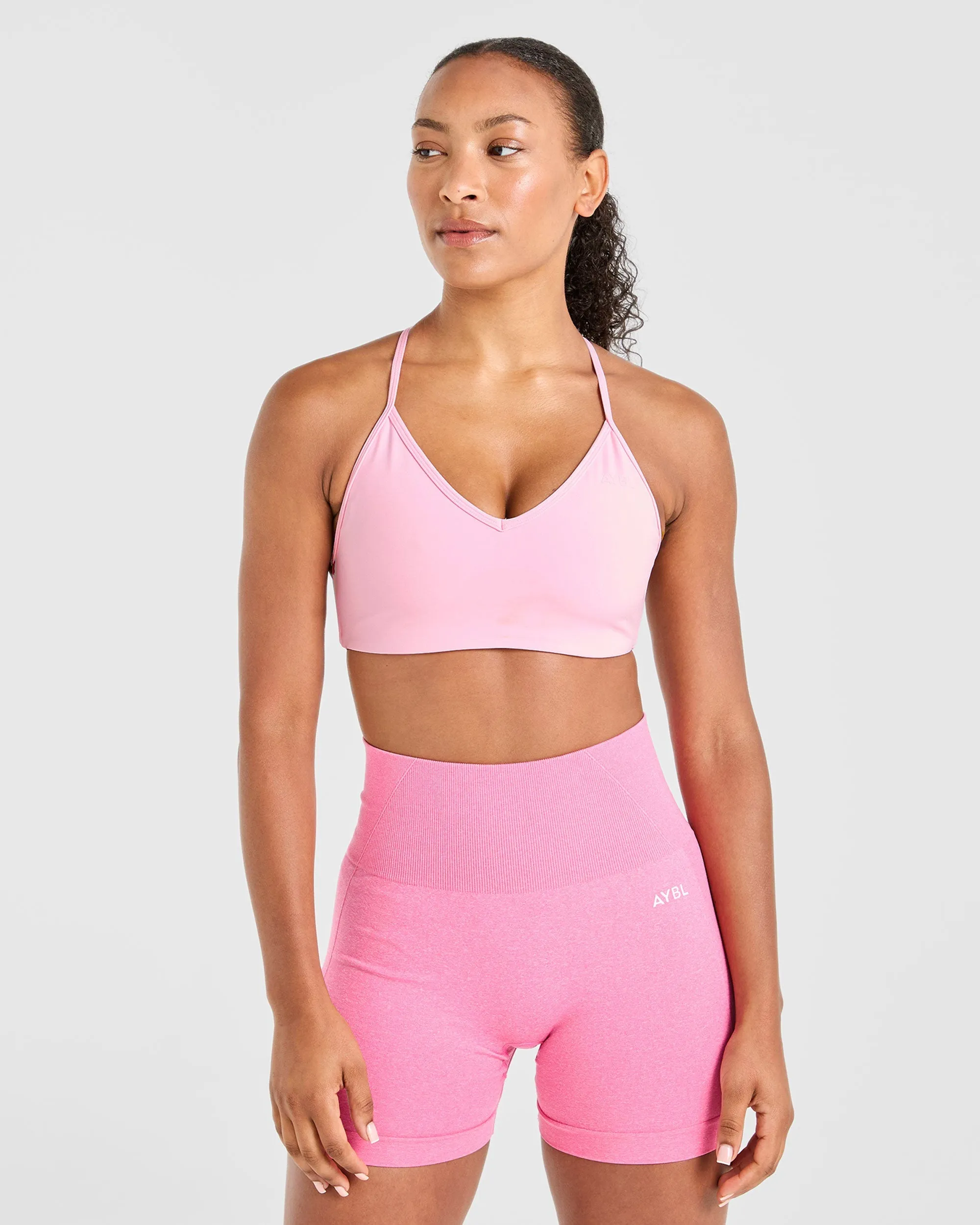 Essential Crossback Sports Bra - Baby Pink Adjustable Closure Matching Set