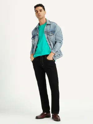 Men's 511 Black Slim Fit Mid Rise Jeans Crosshatch Stitching