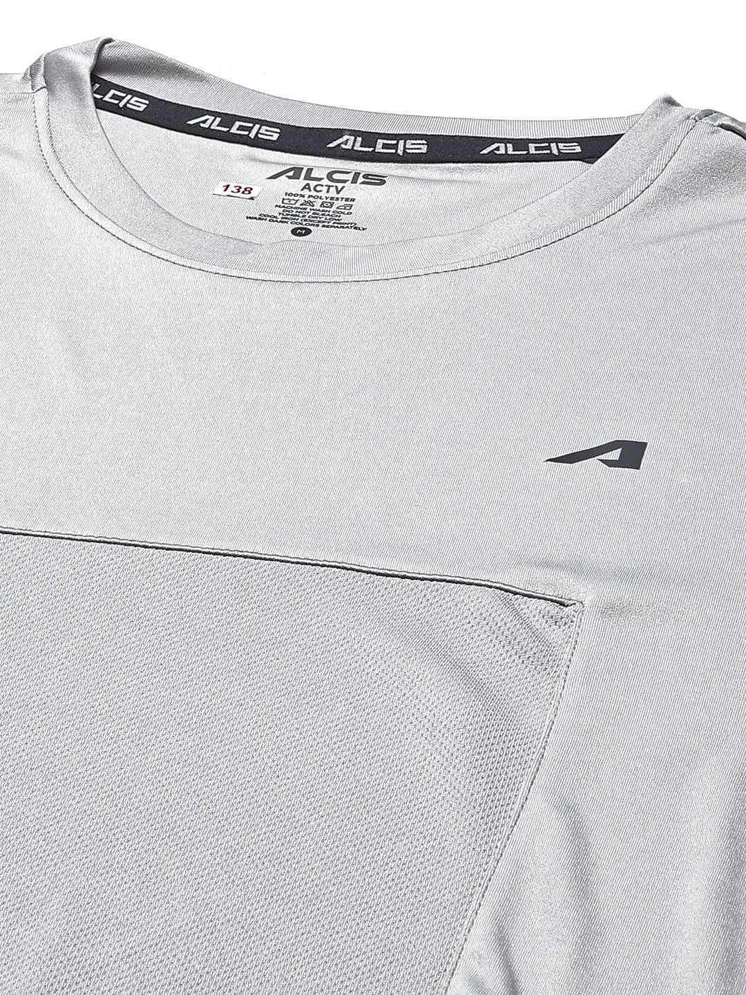 Alcis Men Grey Solid T-shirt Beauty Glow
