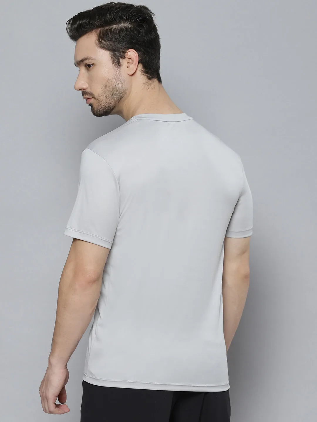 Alcis Men Grey Solid T-shirt Aura Core Reflective Safety Accents