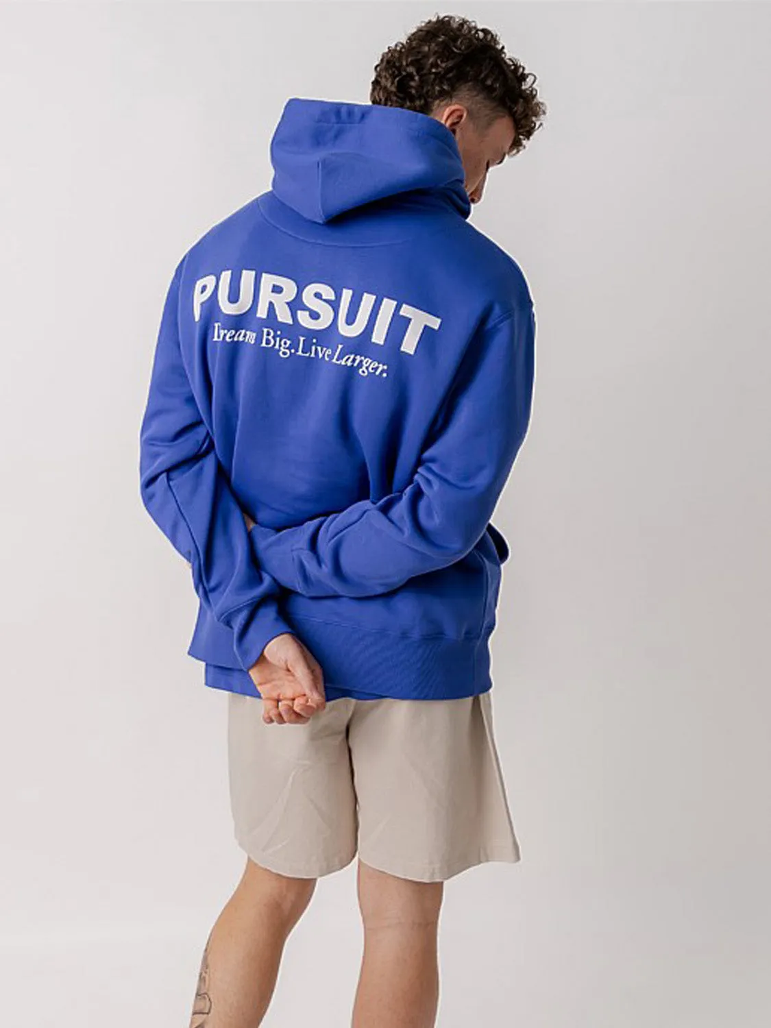 Organic Cotton Blend Simple Logo Heavyweight Pullover in Royal Blue
