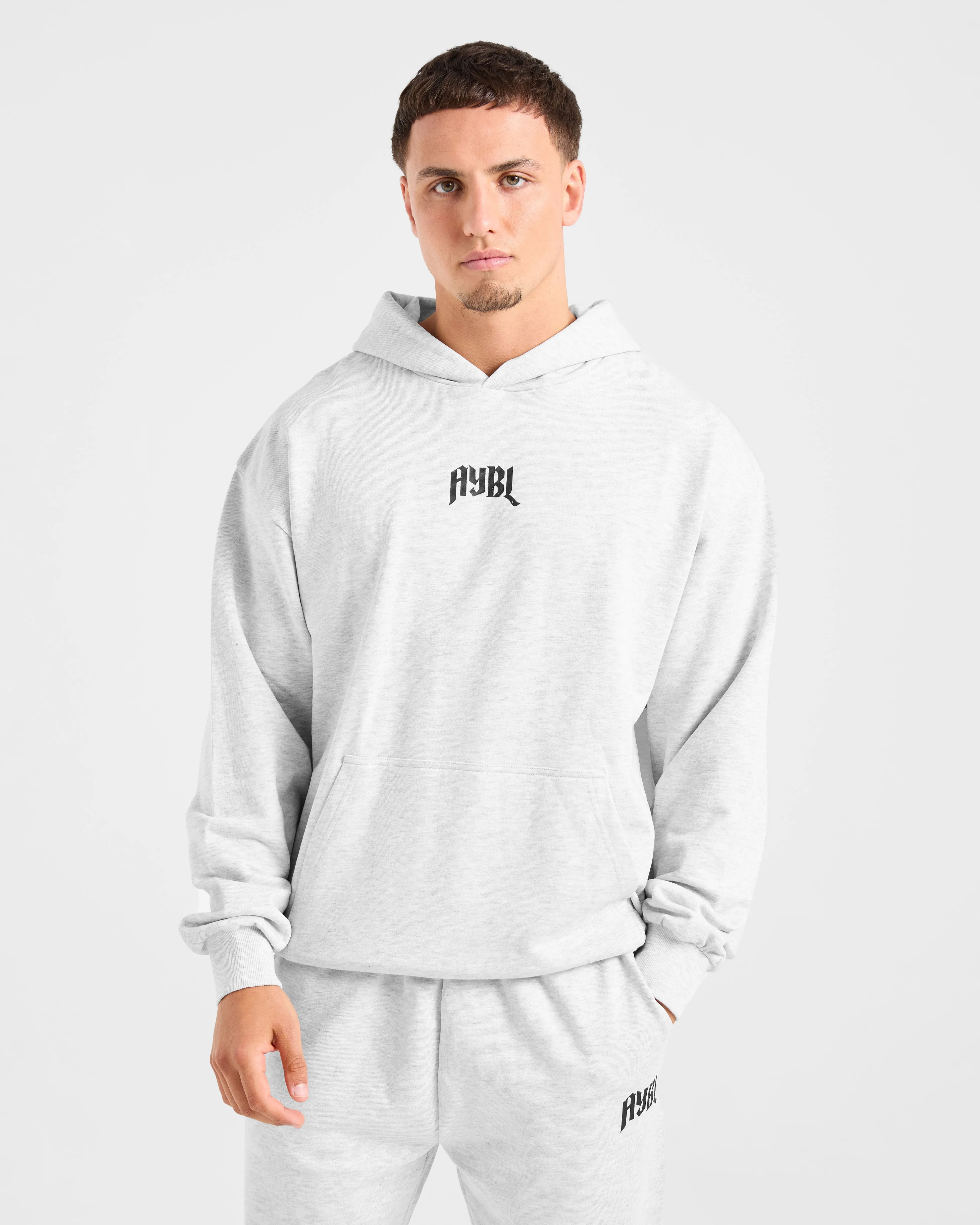 Lifting Club Gothic Oversized Hoodie - Grey Marl High-Quality Fabric Coffee Run