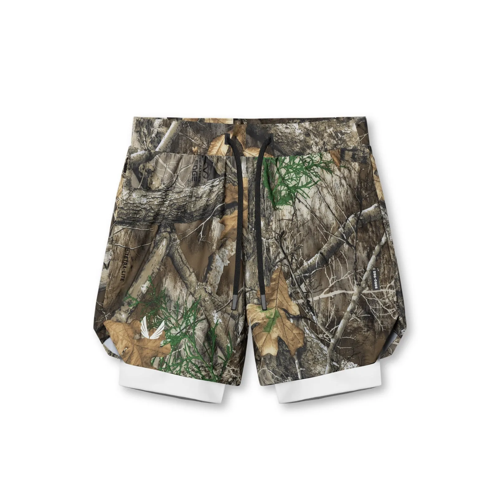 0866. Tetra-Lite? 7" Liner Short - Realtree? Camo / White / White "Wings" Luxury Feel
