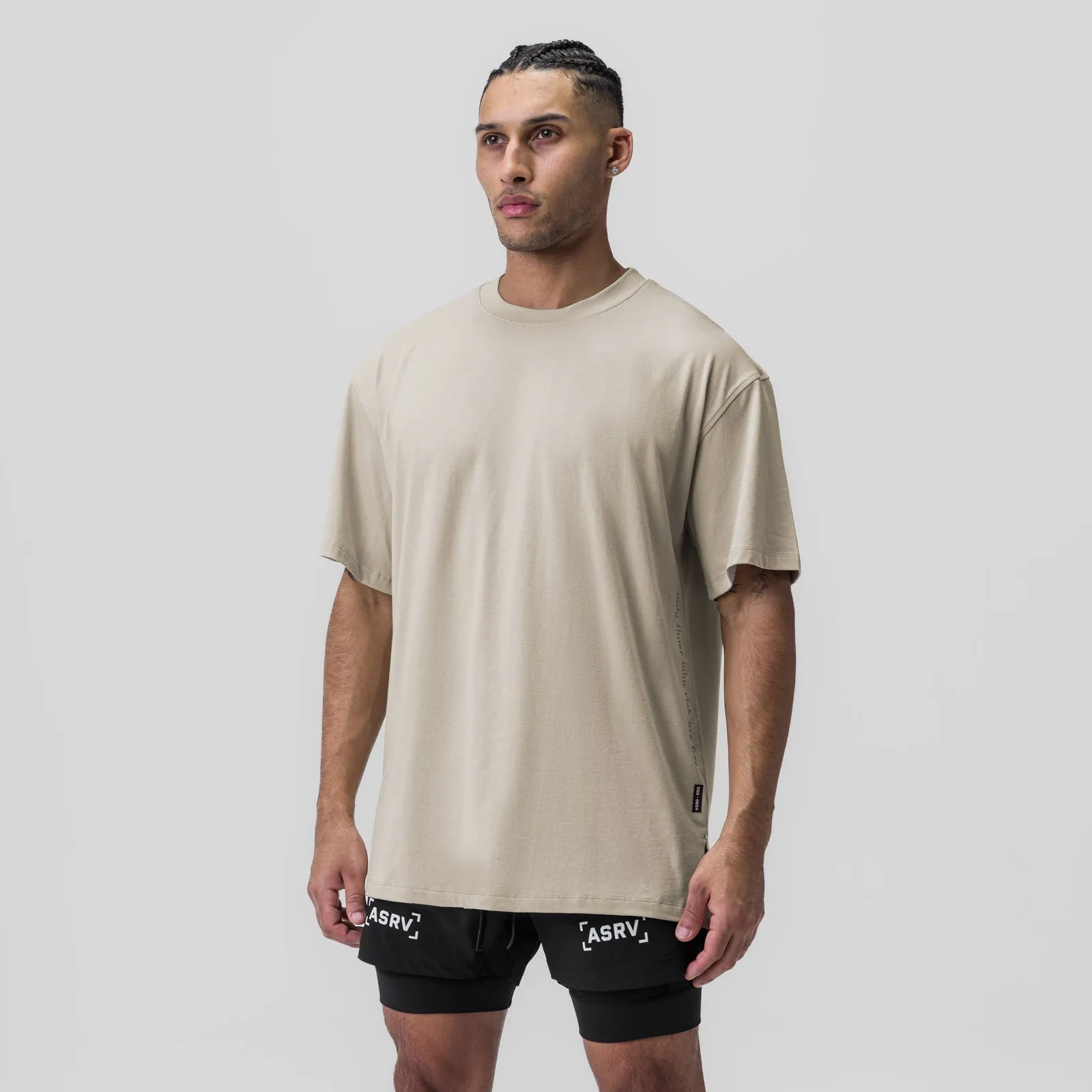 0824. Supima? Oversized Tee - Sand Smoke LightweightBlend