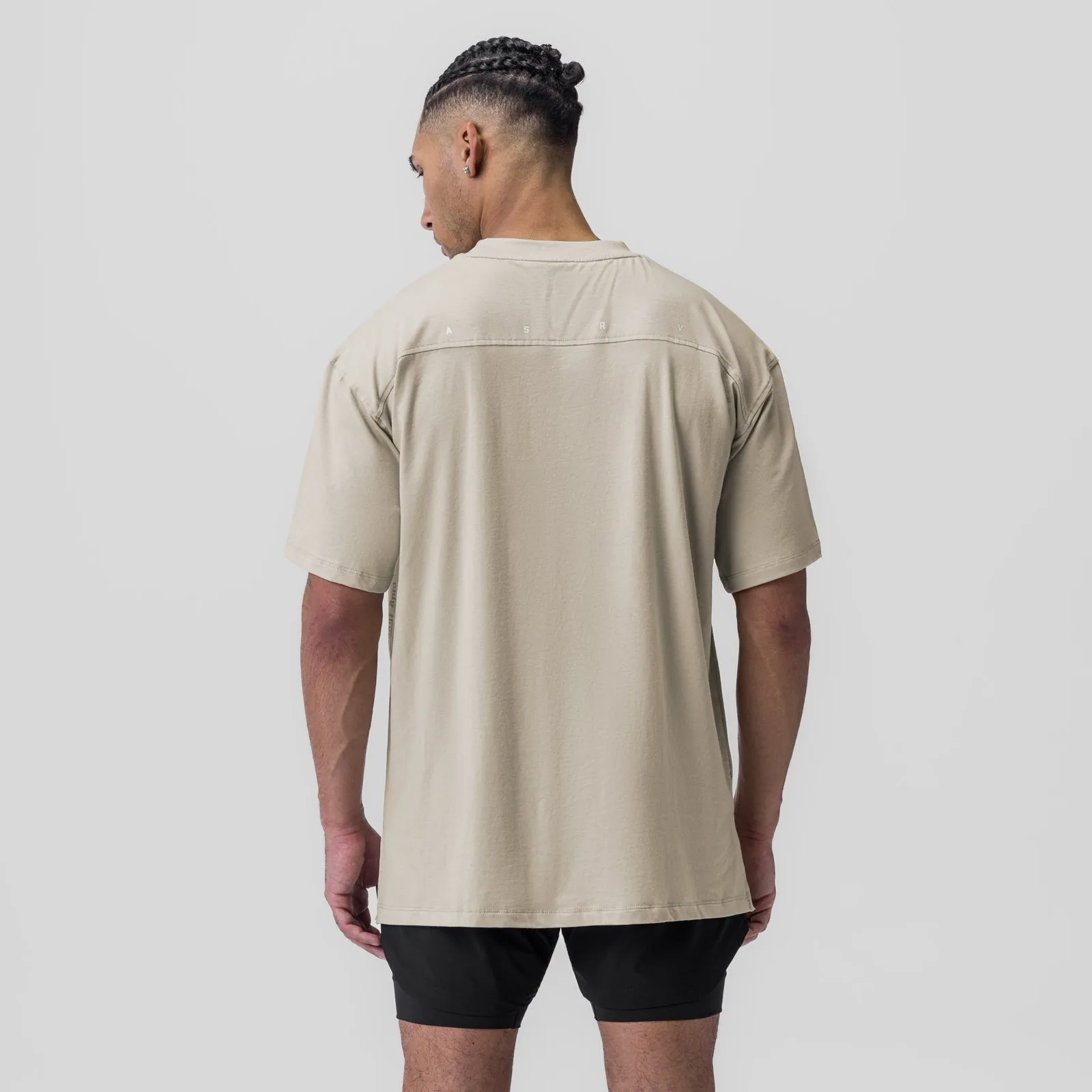 0824. Supima? Oversized Tee - Sand Smoke FunctionalPockets windproof