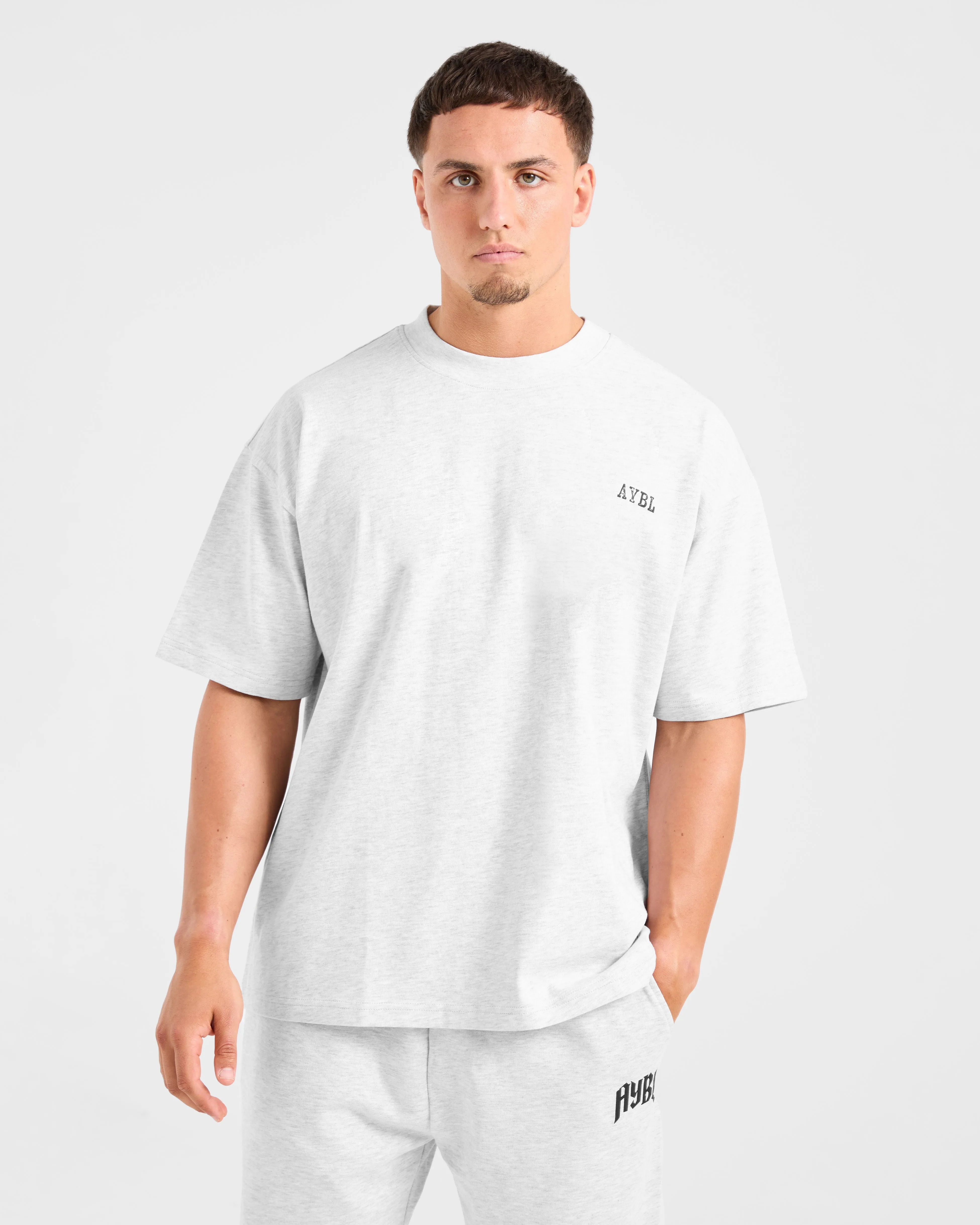 winter warmth Stretch Jersey Knit Lifting Essentials Oversized T Shirt - Grey Marl