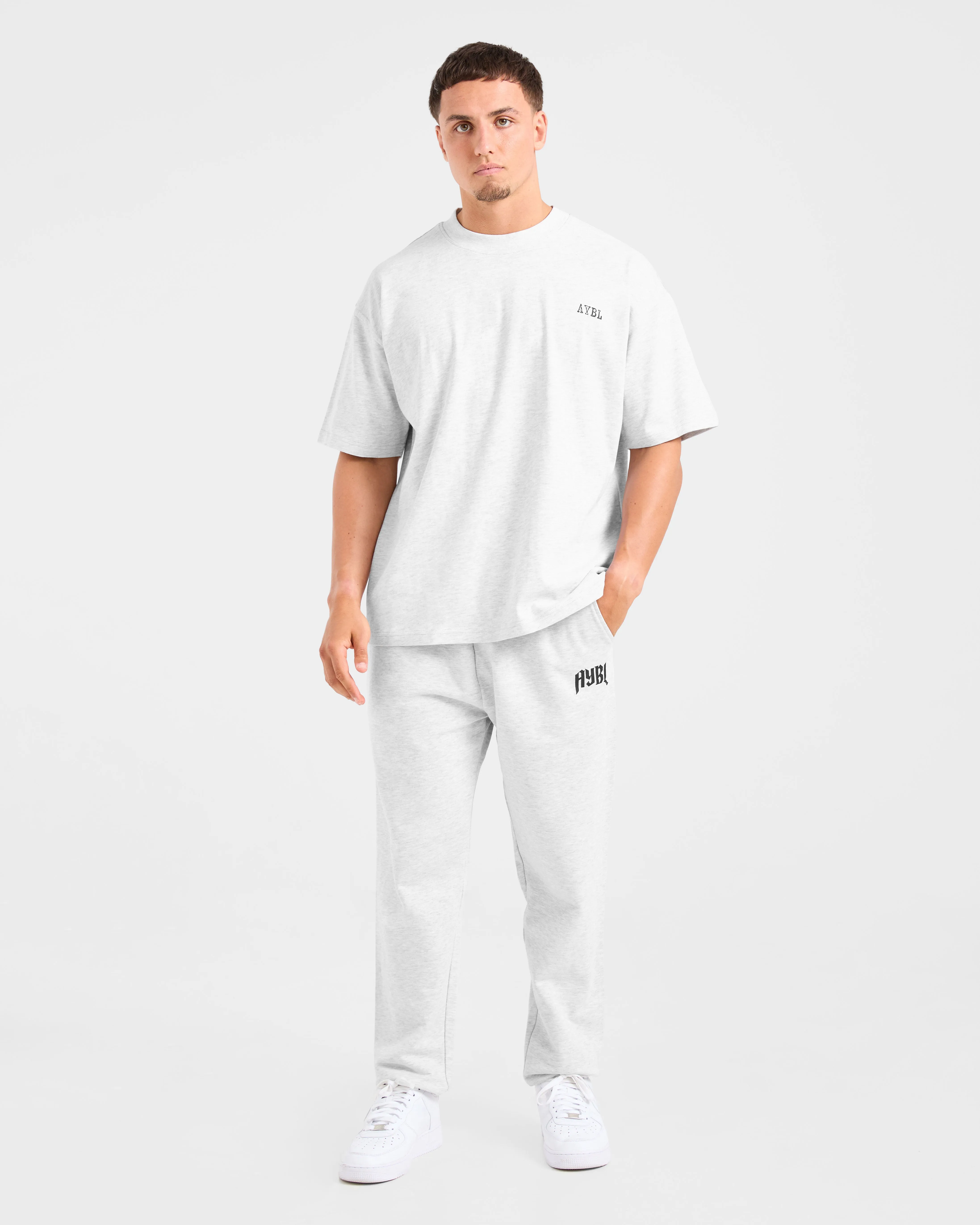 Reinforced Collar Loose fitting comfort Lifting Essentials Oversized T Shirt - Grey Marl
