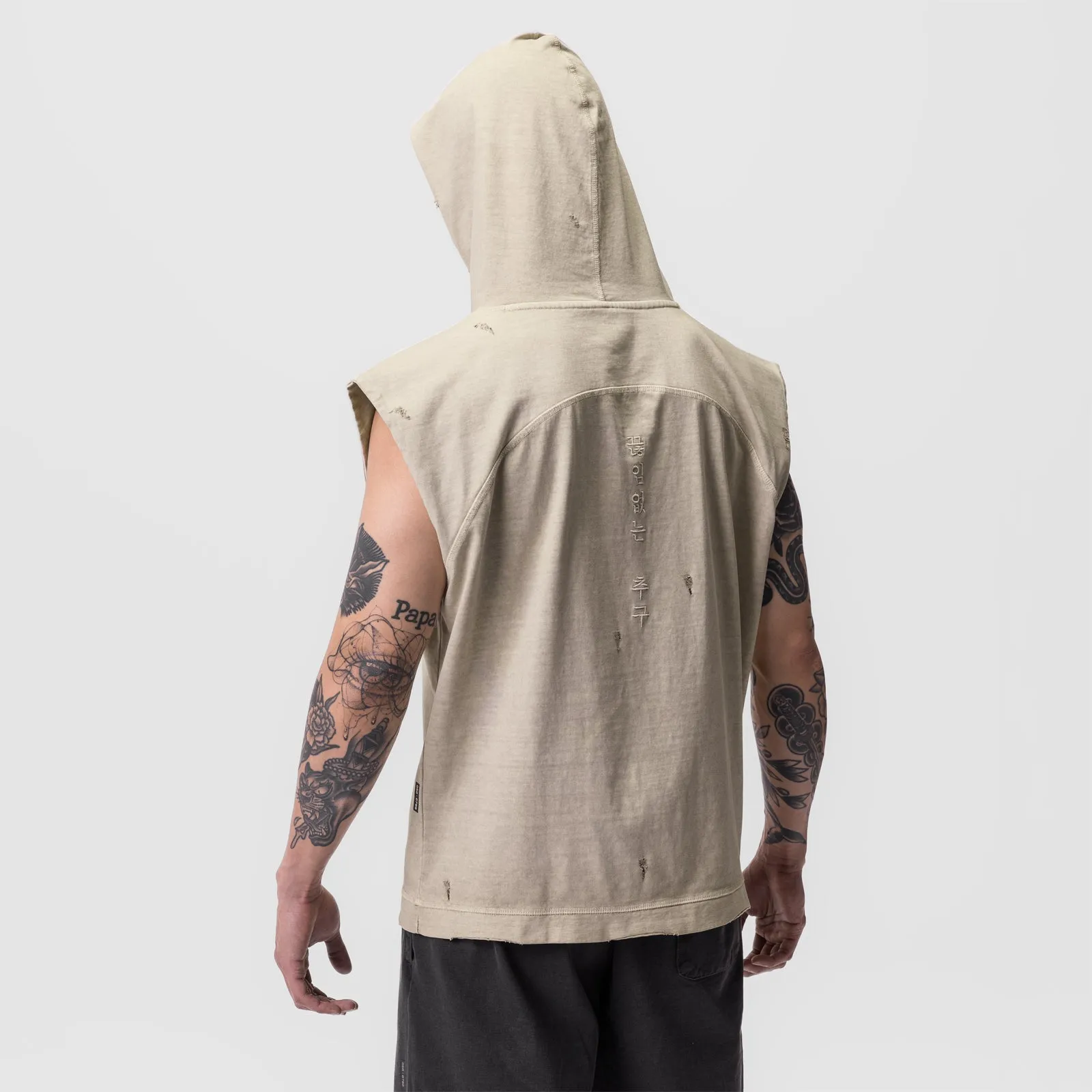 0799. Tech Essential? Cutoff Hoodie - Faded Beige Cozy Energy