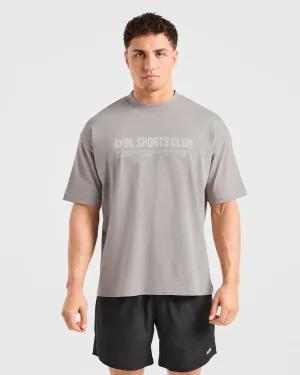 DoubleLayeredCollar Weekend Trend Sports Club Dot Oversized T Shirt - Cloud Grey