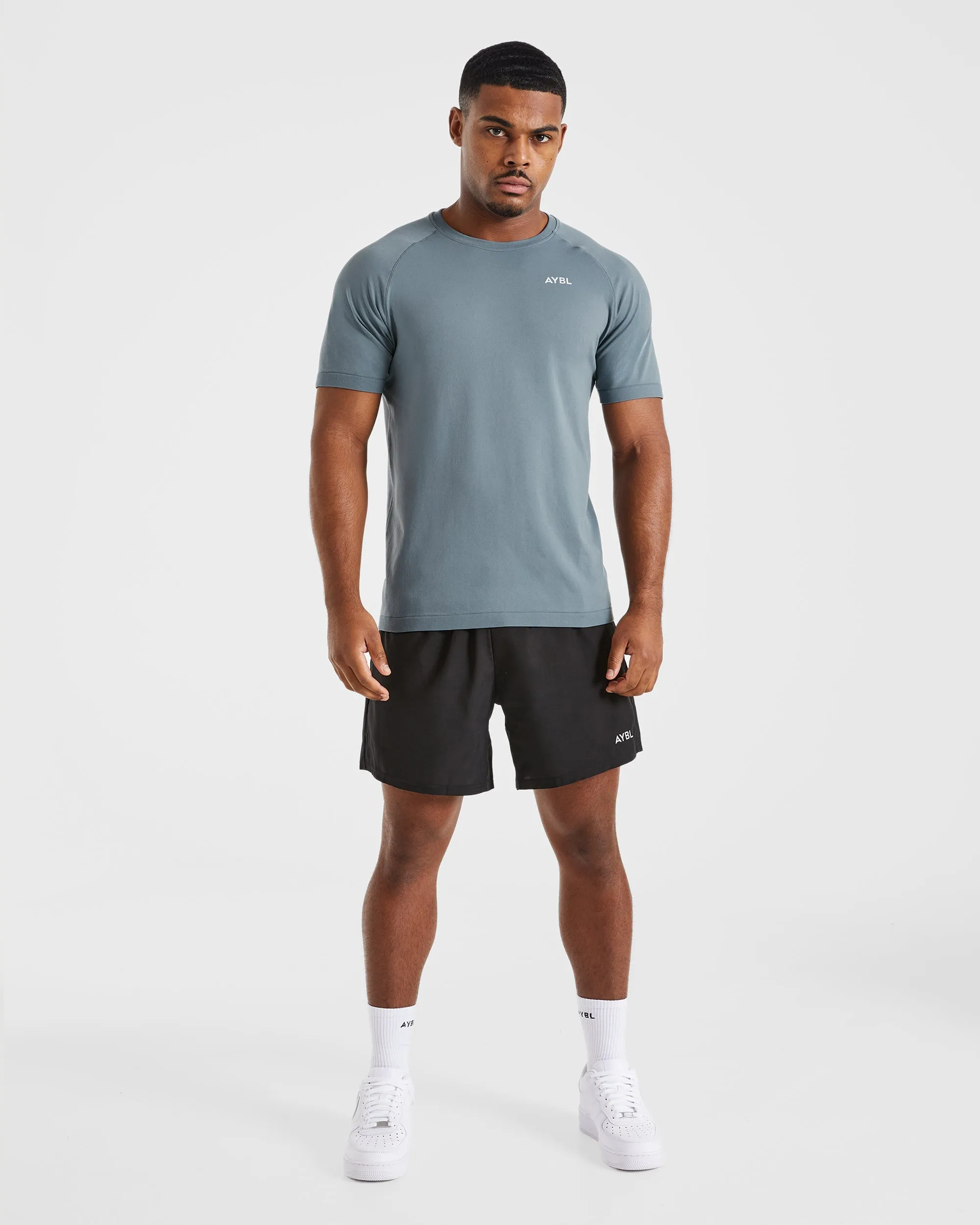Ascend Seamless T Shirt - Slate Blue No Fade Technology
