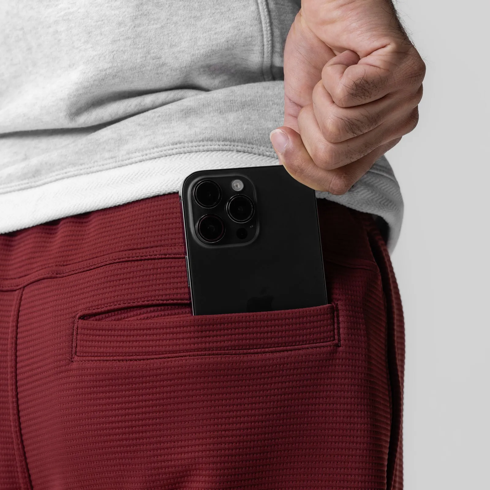 1034. Deltapeak? Straight Leg Sweats - Crimson Double Stitched Seams Adjustable Belt Loops