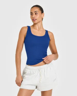 Ocean Glow NonBindingCollar Mellow? Rib Scoop Neck Vest | Vintage Navy BrushedInnerLining
