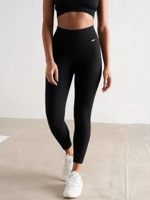 Urban Fit Extra Soft Winter Sports Black Ribbed Seamless Tights