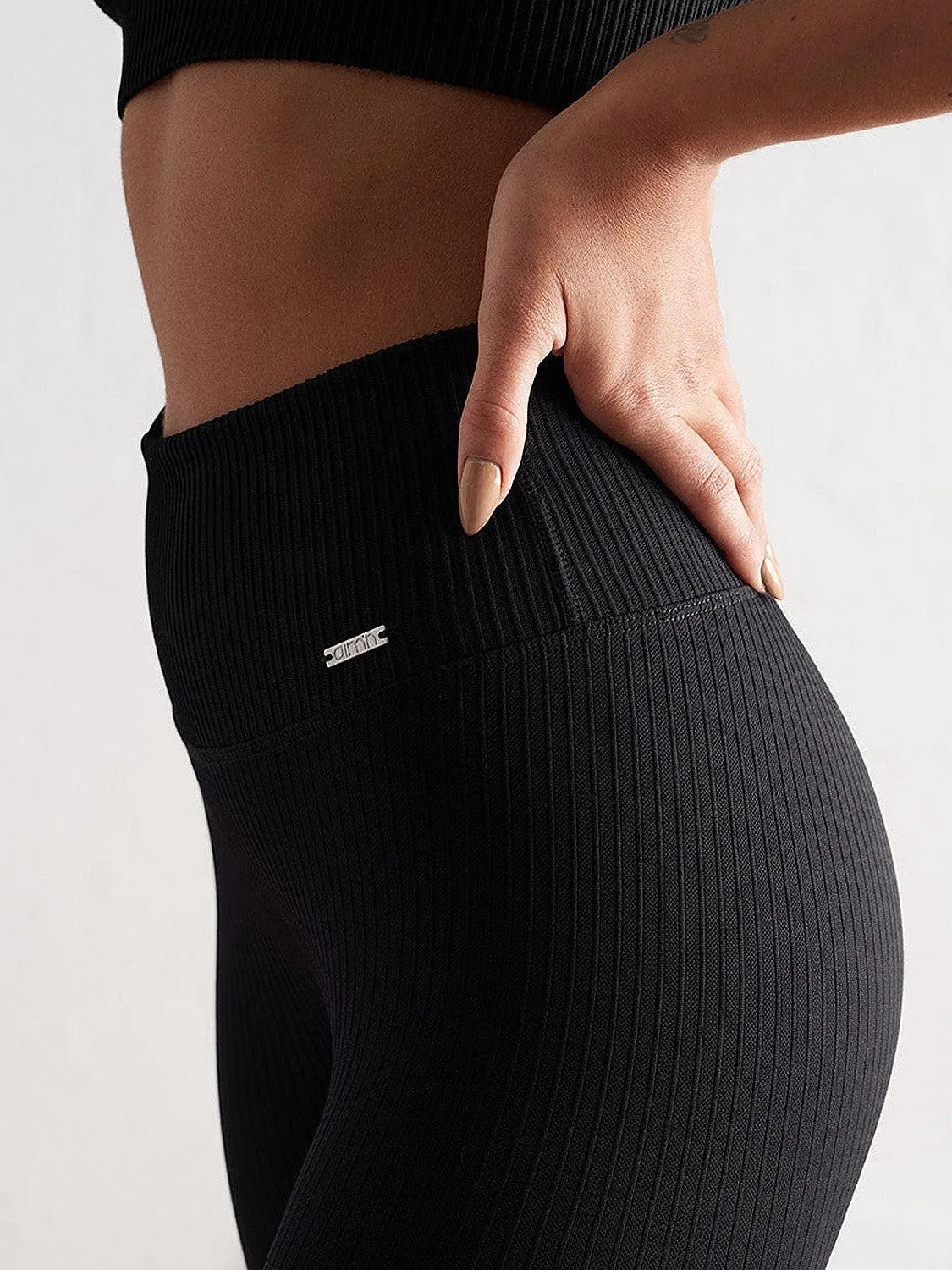 Stay Active Black Ribbed Seamless Tights