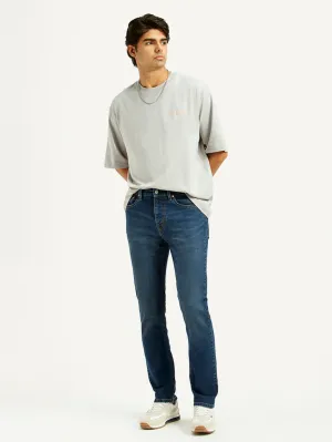 Men's 505 Dark Indigo Straight Fit Mid Rise Jeans Couple Look Lightweight Casual Daywear