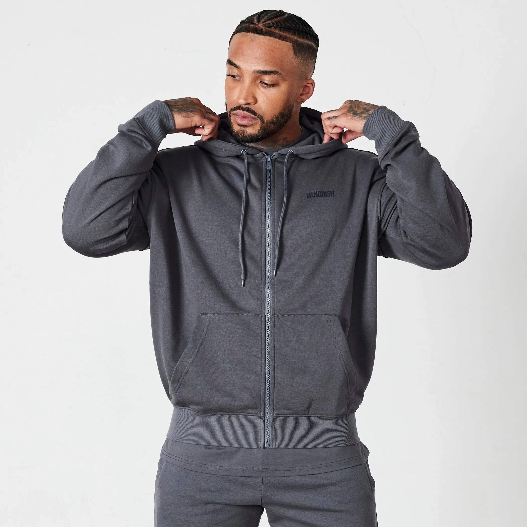 Bonded seams Vanquish Essential Denim Blue Oversized Full Zip Hoodie