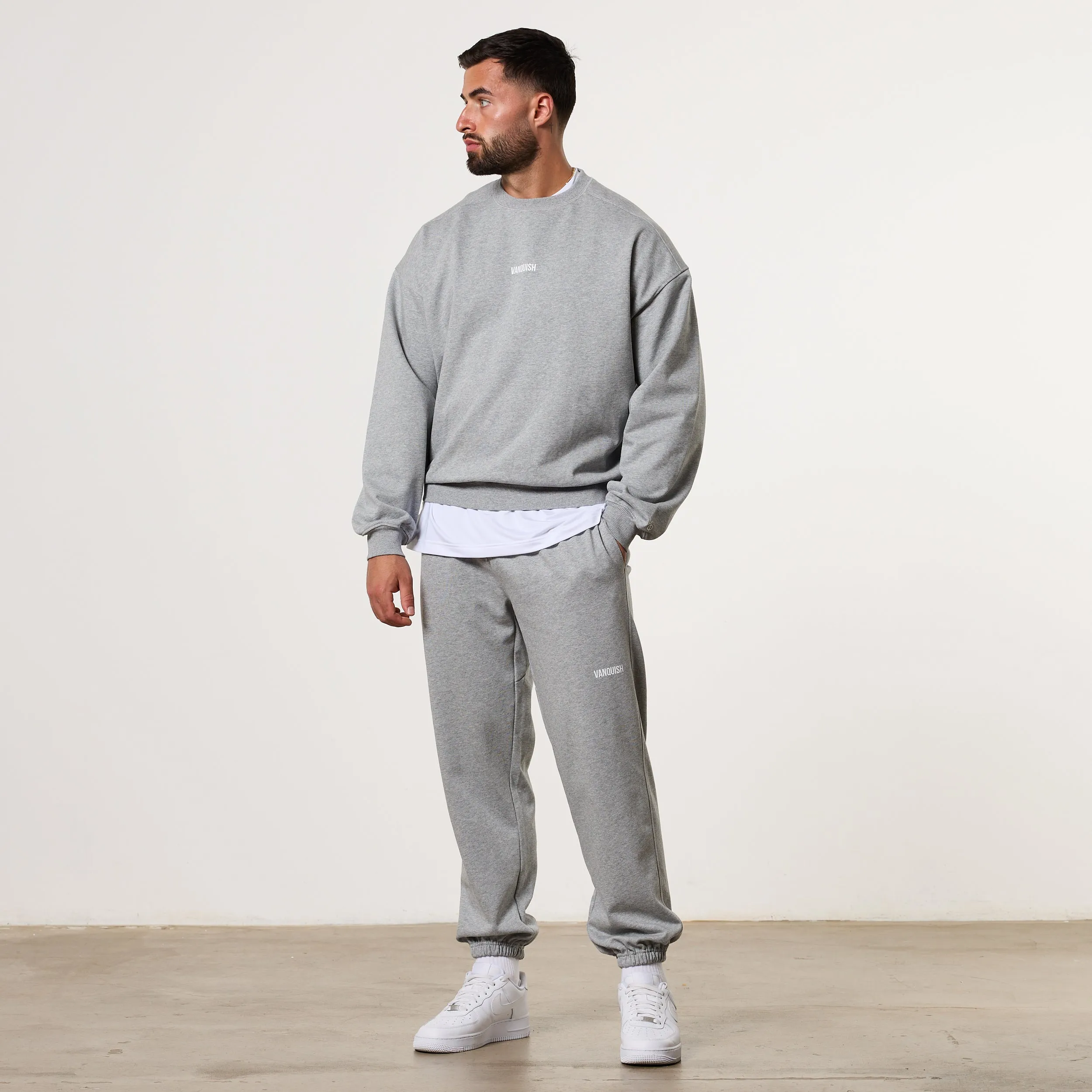 Weasel like Vanquish Essential V2 Grey Melange Oversized Boxy Sweatshirt