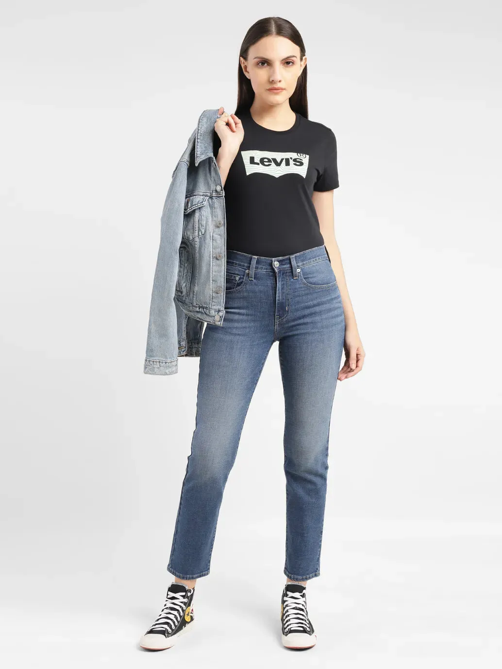 Women's 724 Blue Straight Fit High Rise Jeans Common look