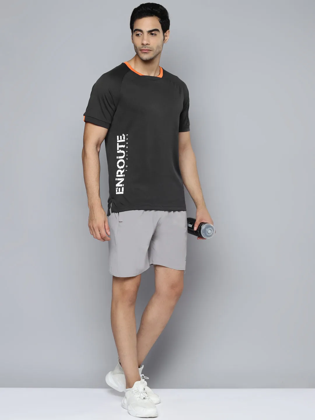 Alcis Men Charcoal Typography Printed Slim Fit T-shirt Tencel Blend Fabric Shimmer Core