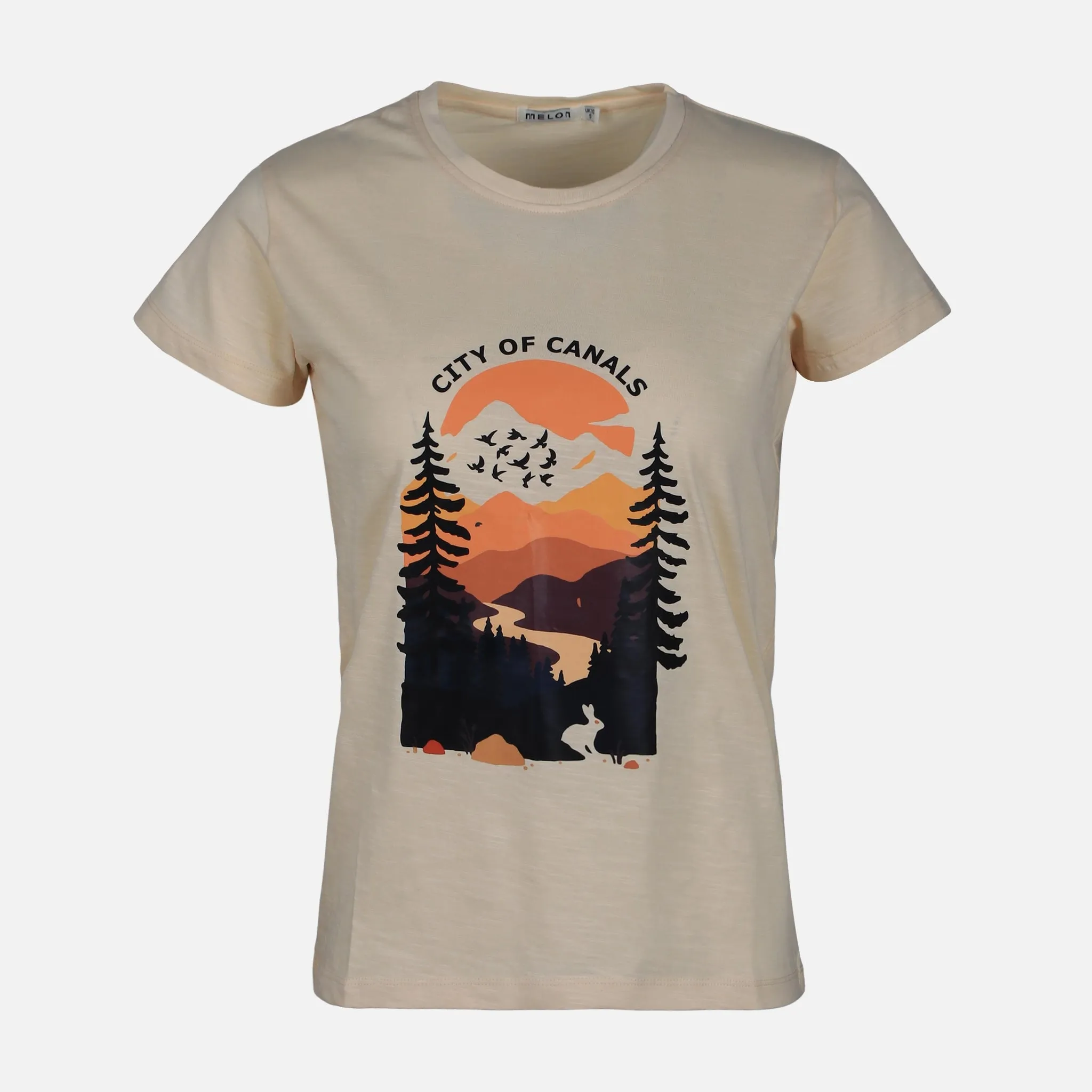WOMEN SLUB LOOSE SHORT SLEEVE TEE Stretchable Material