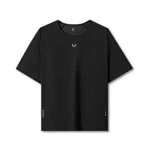 1089. Ice-Skin? Oversized Tee - Black Stretchable Armholes