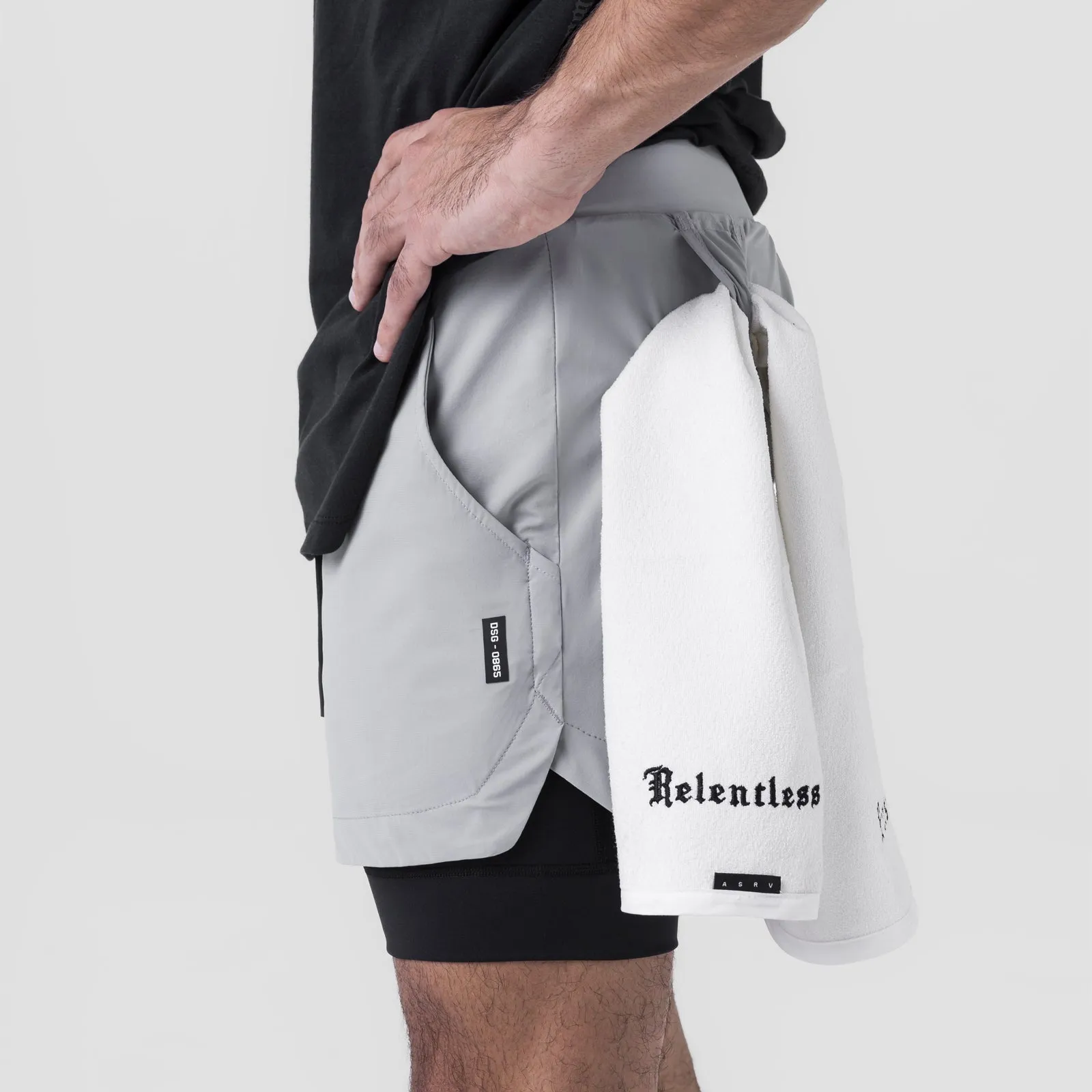 0865. Tetra-Lite? 5" Liner Short - Slate Grey "Wings"/Black Thermal Regulating Fabric Soft Waist