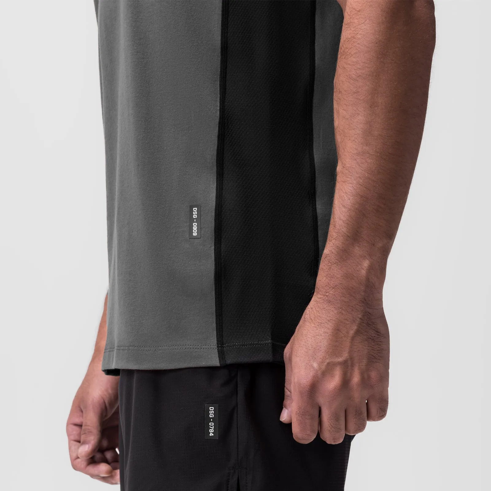 0809. Supima? Mesh Panel Training Singlet - Space Grey Enhanced Ventilation