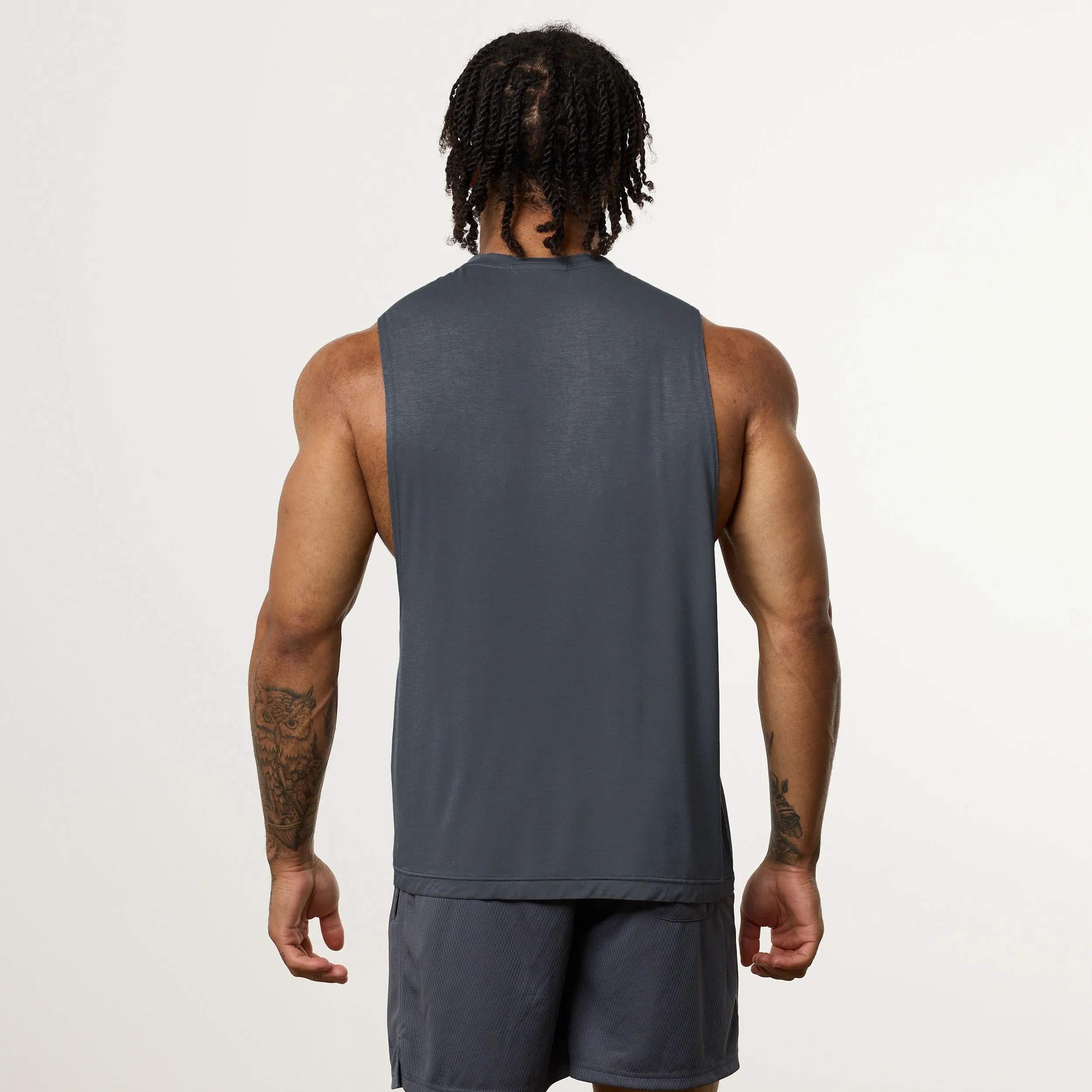 Vanquish Ultra Soft Denim Blue Oversized Sleeveless T Shirt Fashionable Comfort Casual Comfort